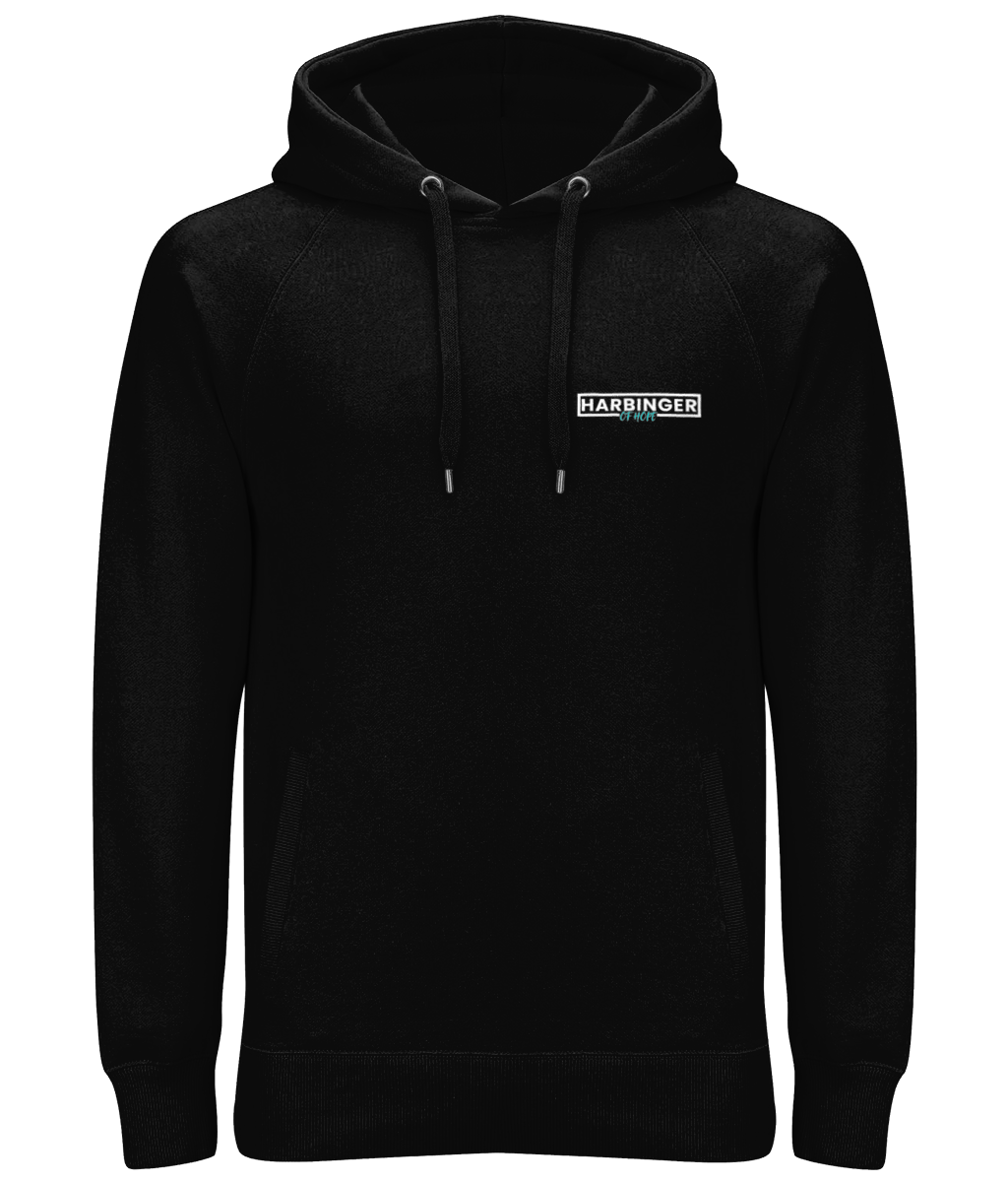 ''Change Perspective'' Premium Organic Black Hoodie White Design