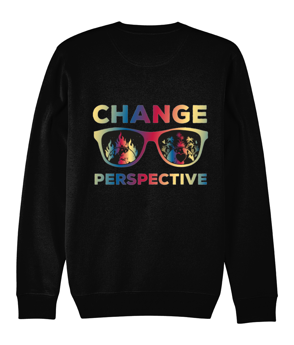 ''Change Perspective'' Premium Organic Multi Coloured Dark Sweatshirt